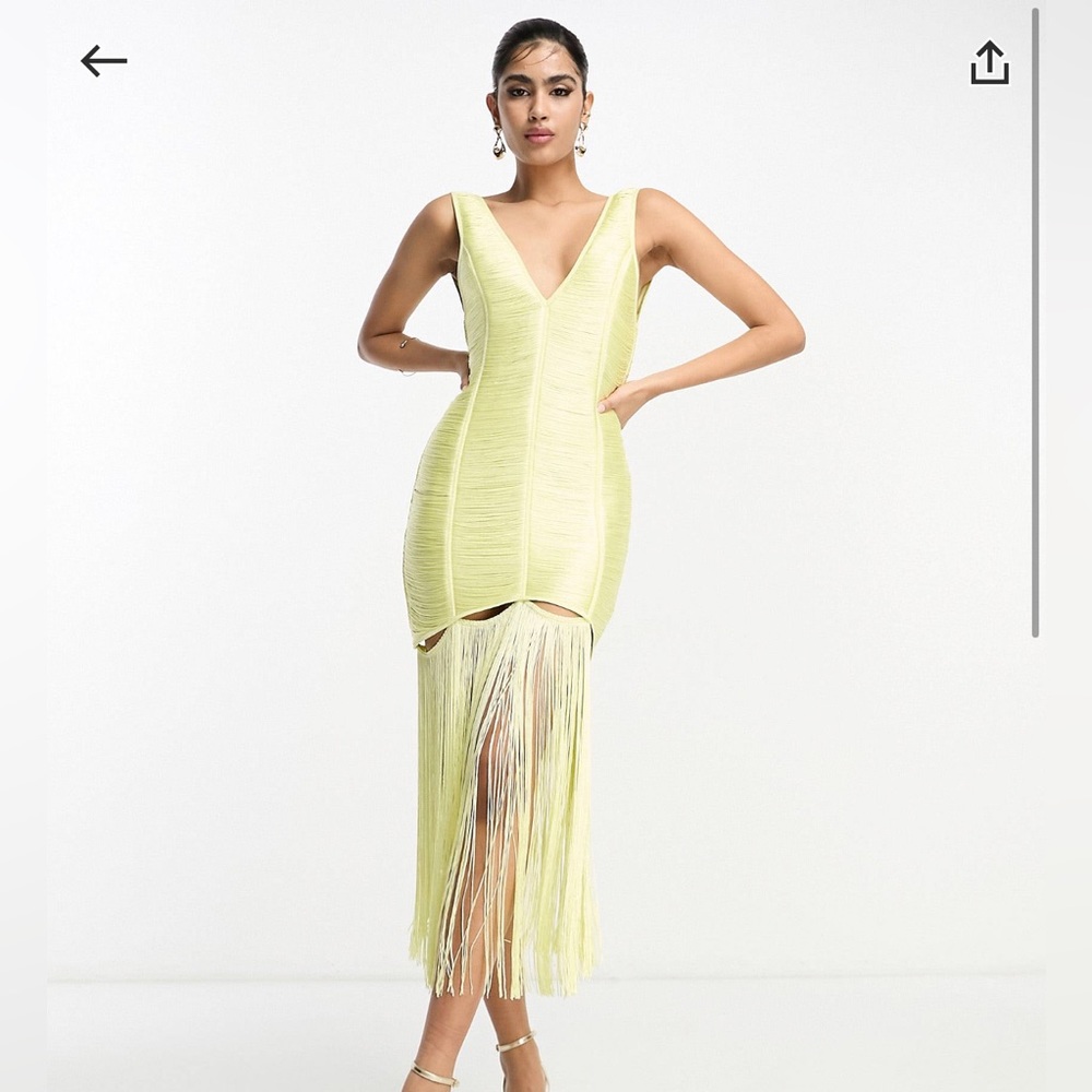 ASOS DESIGN yellow fringe dress